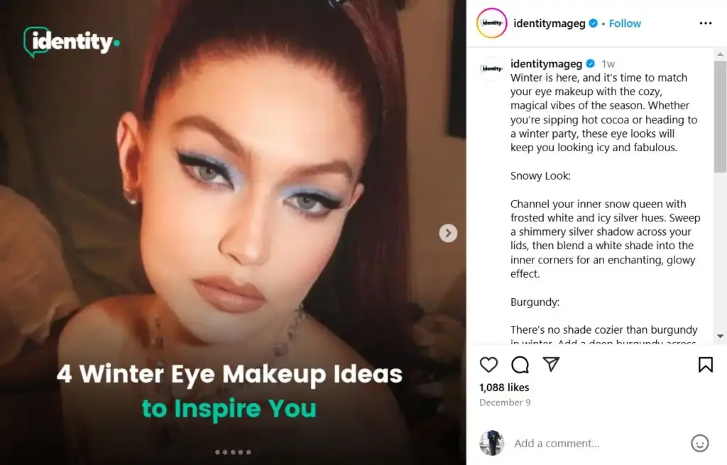 Instagram carousel post on seasonal makeup looks idea