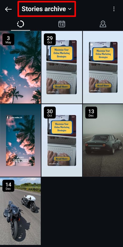 Stories archive option in Archive