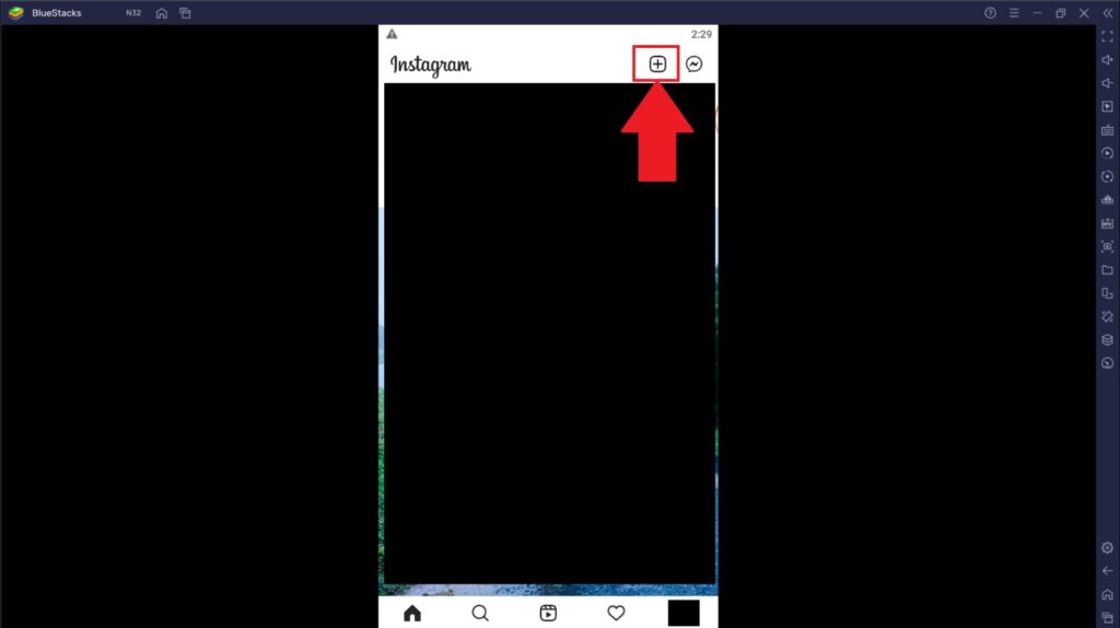 BlueStacks running Instagram android app on desktop