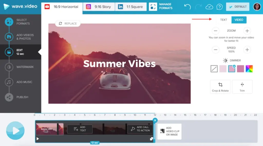 Wave.Video edit dashboard