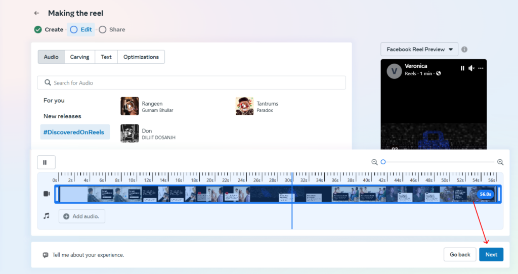 Making the reel with Meta Business Suite