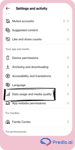 data usage and media quality