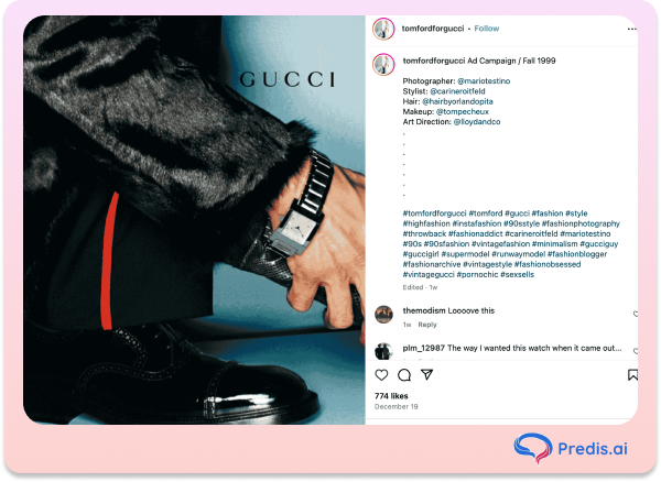 Gucci Tom ford Instagram marketing fashion ad