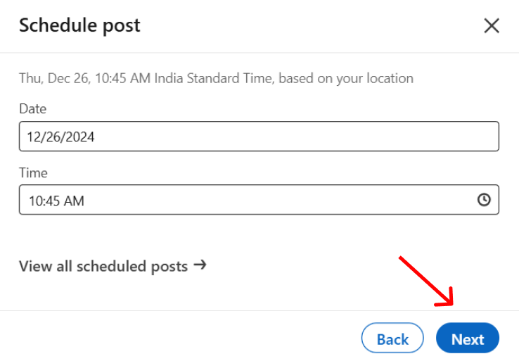 Scheduling LinkedIn post