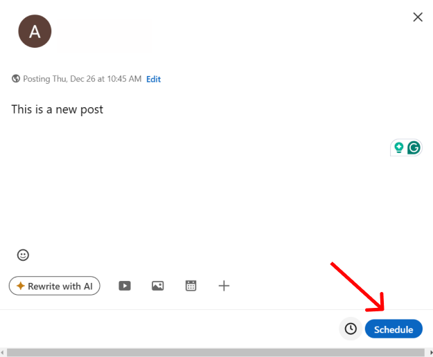 Schedule LinkedIn post within the app