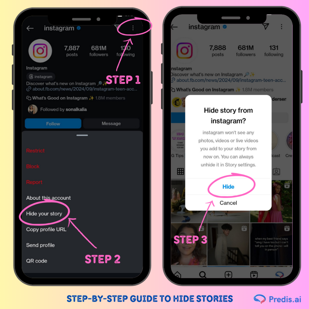 Step by step guide to hide stories on instagram