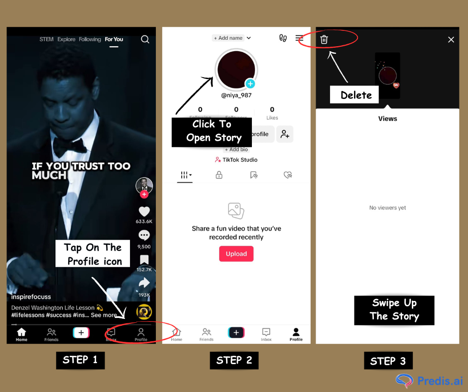 Delete tiktok story quickly