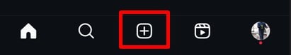 Tap on Instagram's create new button to make a reel with photos