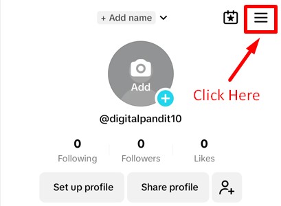 TikTok mobile app profile view