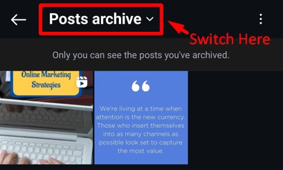 Switch archive among posts, stories, and live