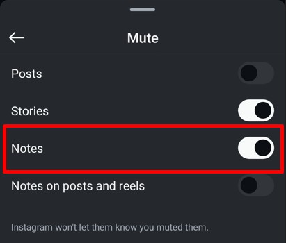 Unmute note on Instagram button