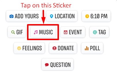 Select the Music sticker for adding music to your Facebook story