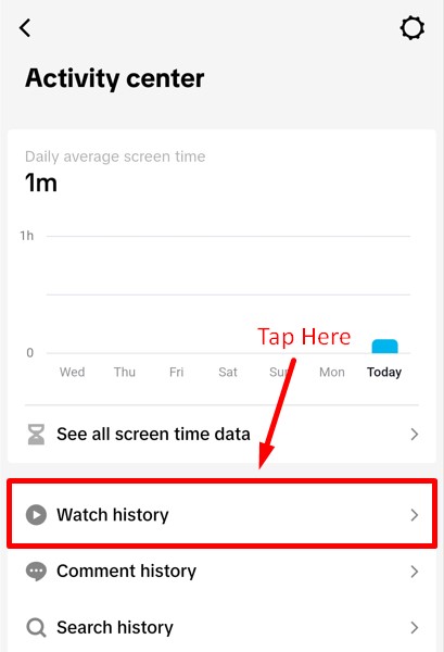 TikTok Watch History in Activity Center