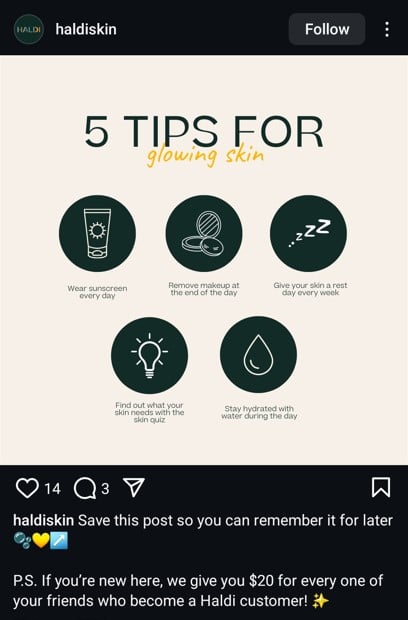 Example of Skincare tips post Idea