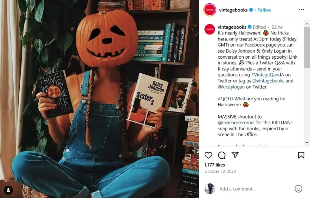 Halloween Q&A social media post idea