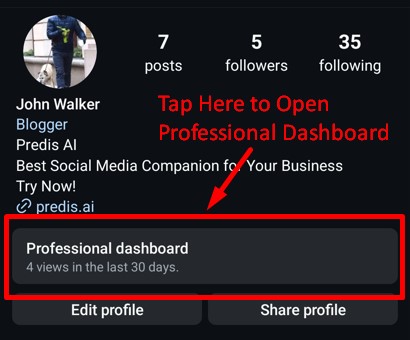 Set up Instagram Subscription from Professional Dashboard in Instagram Profile View