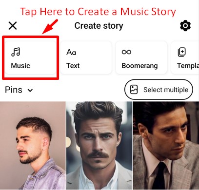 Music button in Facebook story