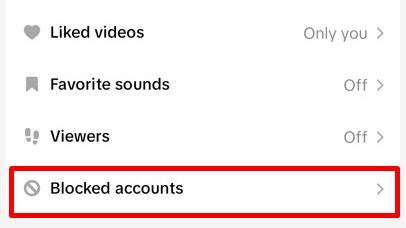 Privacy tab in account settings