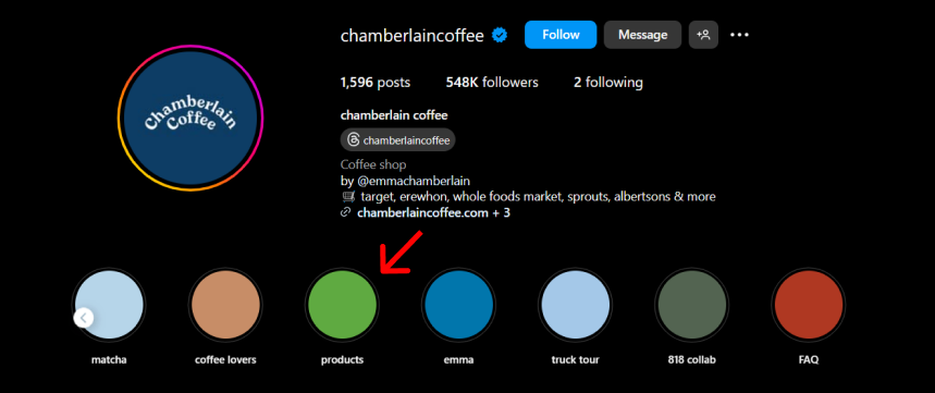 Chamberlain coffee Instagram Page