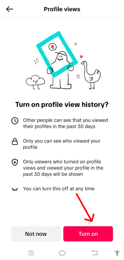 Turning on profile views in Instagram