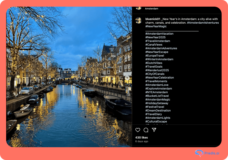 travel new year social media post examples with right hashtags