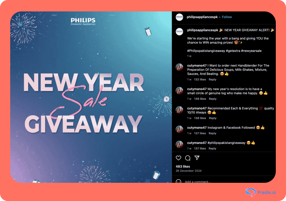 new year sale giveaway as a social media post