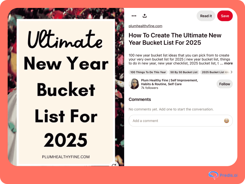 new year bucket lis ideas as a social media post