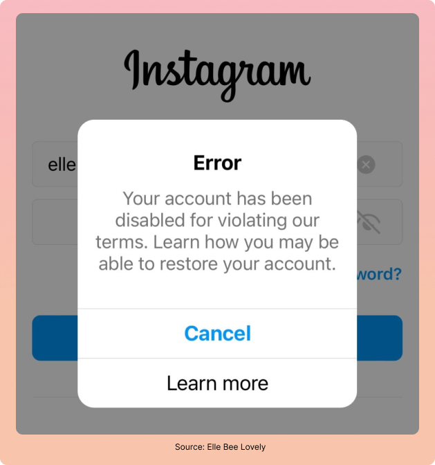 Flagged account or restricted instagram account