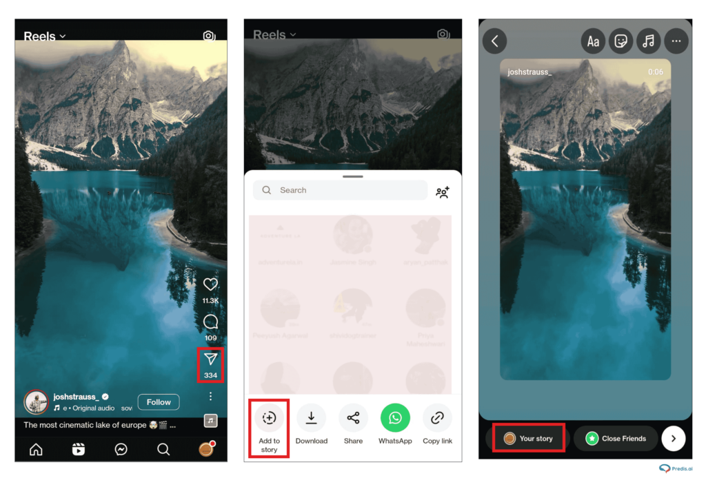 easy guide to share a reel on your story