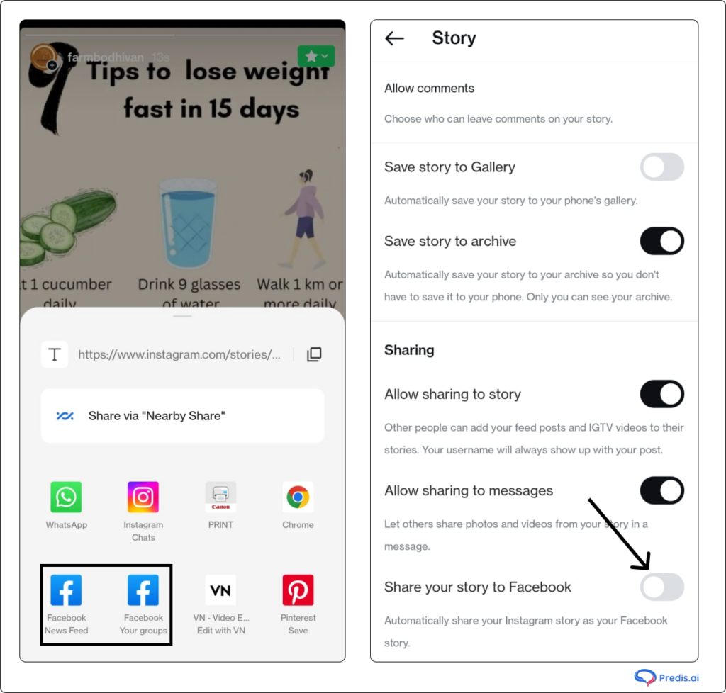 SHARE STORY TO FACEBOOK MANUALLY