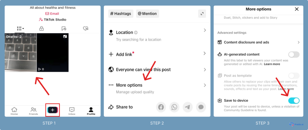 SAVE TIKTOK AS DRAFTS and save to device