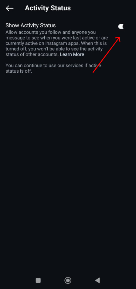 how to turn active status off on Instagram