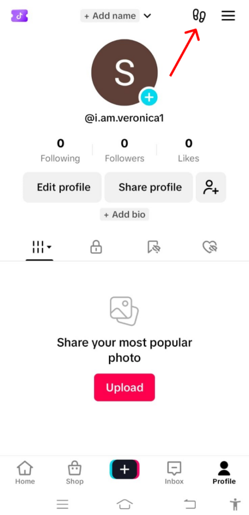 Profile view on Tiktok