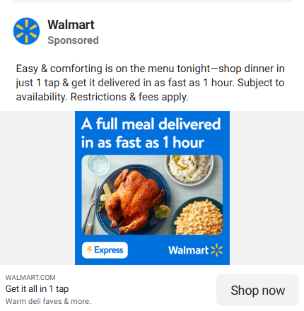 Walmart social media ad