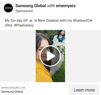 Samsung social media ad