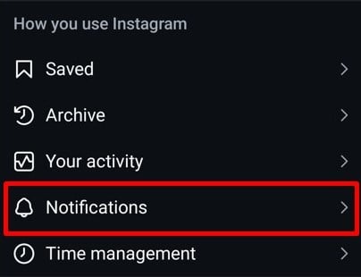 Notifications option in profile settings and activity tab