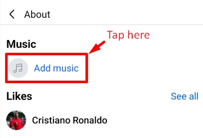 Add music option in Facebook's About tab