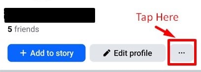 Profile page more option button in Facebook mobile app