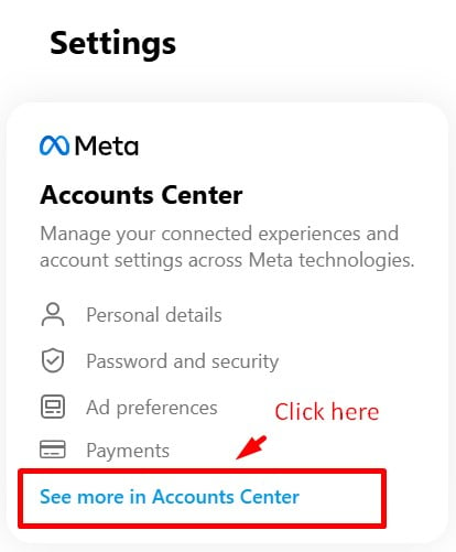 Finding 'Accounts Center' option for Changing Email on Instagram from Desktop