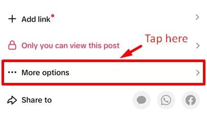 More options button in TikTok publising tab