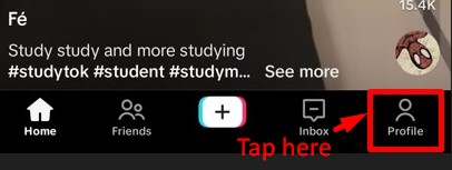 Access your TikTok Profile section