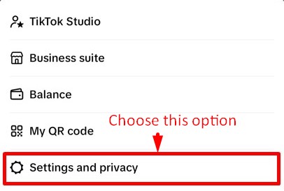 Settings and Privacy button