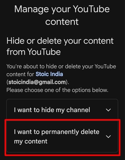 Hide or delete your content from YouTube tab