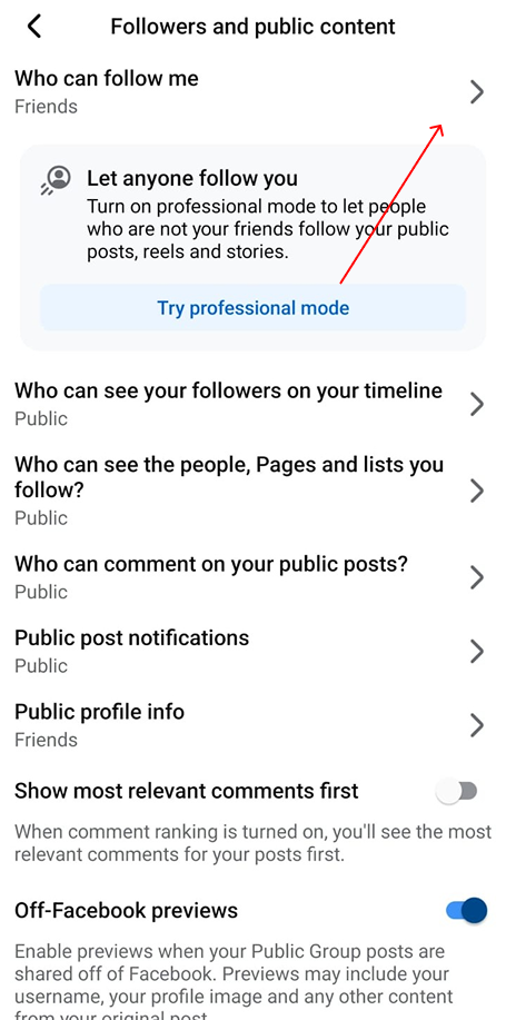 Allowing public access to follow you via mobile