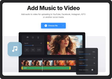 add music to video in clideo