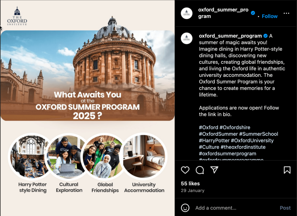 5. Universidade de Oxford – “Descubra o seu lugar”