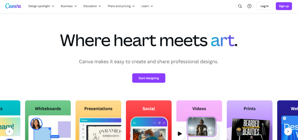 Canva Home Page