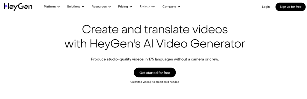 HeyGen Home page