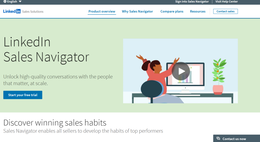 LinkedIn sales Navigator Home Page