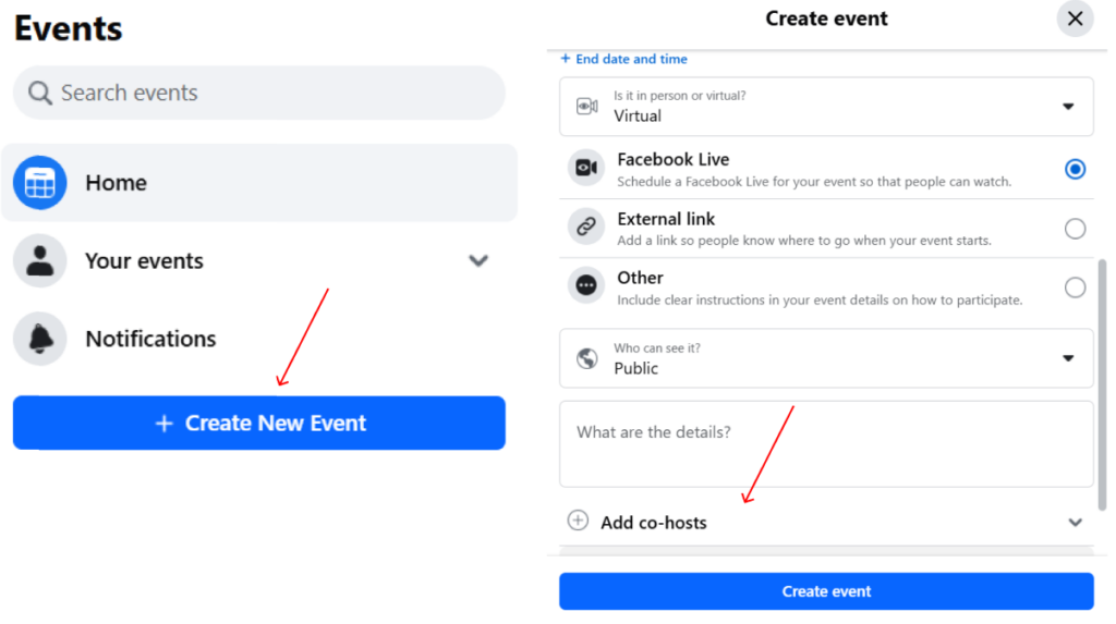 How to create a Facebook event?